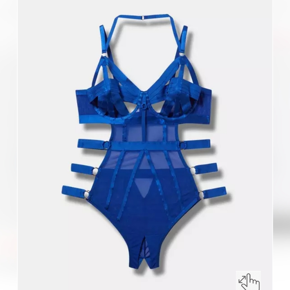 🆕️💙 1X TORRID ELECTRIC BLUE STRAPPY CUT-OUT BODY SUIT💙 - Picture 3 of 4